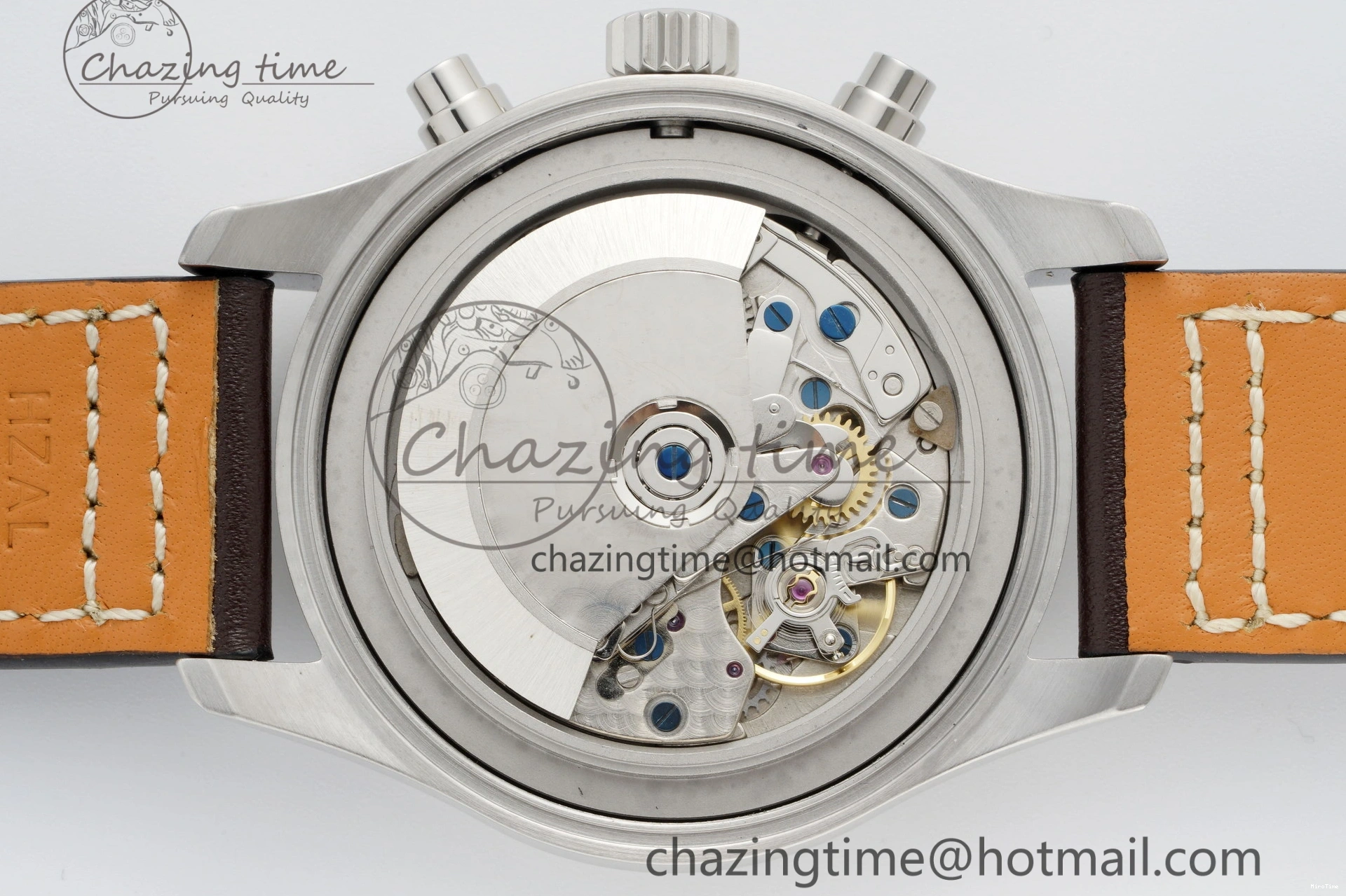 MIROTIME 0520 Pilot Chrono SS AZF 1:1 Best Edition Blue Dial on Brown Leather Strap A TimelessDesign 7060